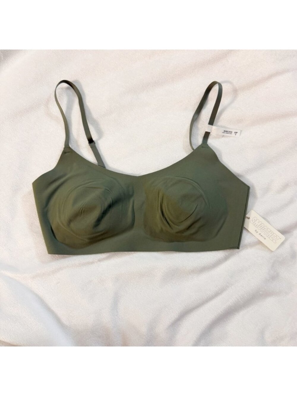 Aerie Smoothez Padded Scoop Bralette Olive Green Small DCup NWT